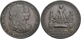 FERNANDO VII. Medalla. Matrimonio con Isabel de Braganza, Cádiz, 1816. AE 18,5 g. 35 mm. Pequeñas marcas. Vives-323. MBC+.