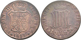 FERNANDO VII. 6 quartos. 1813. Cataluña. AE 13,47 g. 32 mm. VI-25. R.B.O. MBC-/MBC.