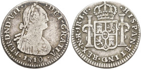 FERNANDO VII. Real. 1810. Nuevo Reino. JF. AR 3,47 g. 19,7 mm. VI-531. MBC-.