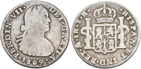FERNANDO VII. Real. 1809. México. TH. AR 3,18 g. 20,1 mm. VI-510. BC+.