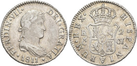 FERNANDO VII. 2 reales. 1811. Cádiz. CI. AR 5,82 g. 26,7 mm. VI-607. R.B.O. MBC.