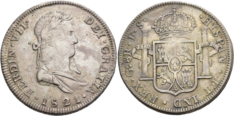 FERNANDO VII. 8 reales. 1821. Guadalajar. FS. AR 26,83 g. 40,6 mm. VI-1012. Fina...