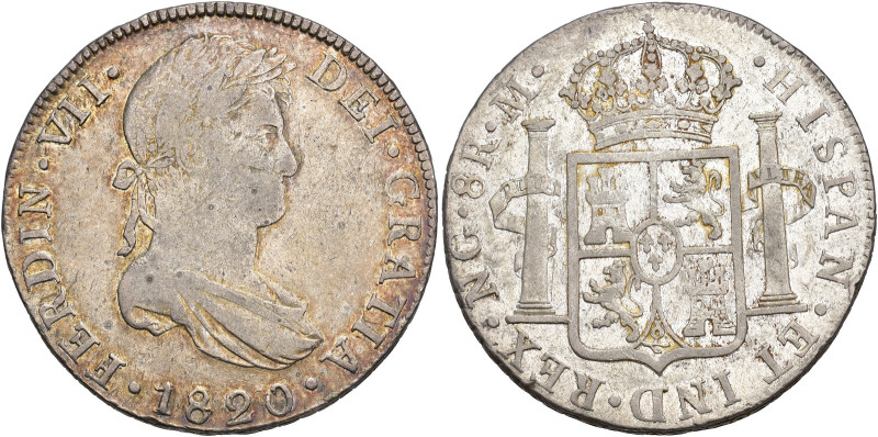 FERNANDO VII. 8 reales. 1820. Nueva Guatemala. M. AR 26,89 g. 37,6 mm. VI-1032. ...