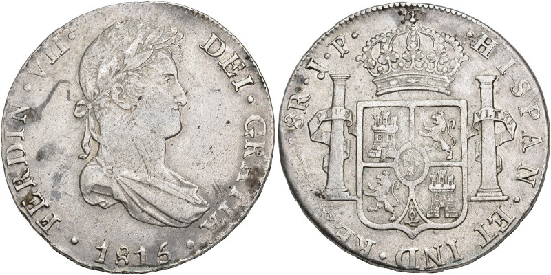 FERNANDO VII. 8 reales. 1815. Lima. AR 26,02 g. 37,2 mm. VI-1046. Rayitas y pequ...