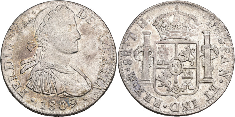 FERNANDO VII. 8 reales. 1809. México. TH. AR 26,76 g. 39,3 mm. VI-1083. Oxidacio...