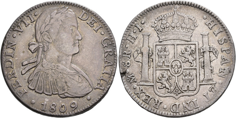 FERNANDO VII. 8 reales. 1809. México. HJ. AR 26,84 g. 39,3 mm. VI-1084. Hojita e...