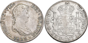 FERNANDO VII. 8 reales. 1812. México. HJ. AR 26,78 g. 39,7 mm. VI-1089. Vano en rev. MBC/MBC+.