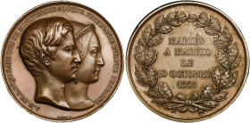ISABEL II. Medalla. Boda de Luisa Fernanda y el duque de Montpensier. 1846. AE 72,15 g. 52 mm. EBC+.