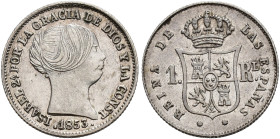 ISABEL II. Real. 1853. Barcelona. AR 1,47 g. 14,6 mm. VI-246. R.B.O. EBC-.