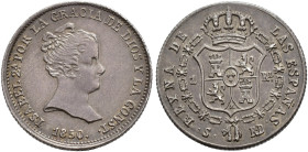 ISABEL II. Real. 1850. Sevilla. RD. AR 1,25 g. 14,7 mm. VI-279. EBC.