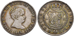 ISABEL II. 4 reales. 1848. Madrid. CL. AR 5,19 g. 23,2 mm. VI-387. Mínimos golpecitos en anv. y rev. MBC/MBC+.