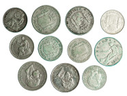 ALFONSO XII. Lote de 11 piezas, del Gobierno Provisional a la II República. 2 pts. (5) y 1 pta. (6). MBC-/MBC+.