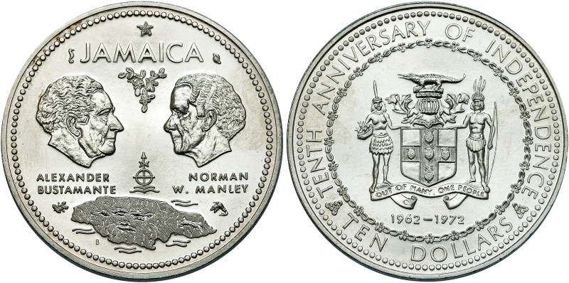 JAMAICA. 10 dólares. 1972. g. mm. KM-60. SC.