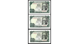 BILLETES. BANCO DE ESPAÑA. Lote de 5 billetes de 1000 pesetas 17-9-1971. Dos parejas correlativas series B y 1 y otro 4a. SC.