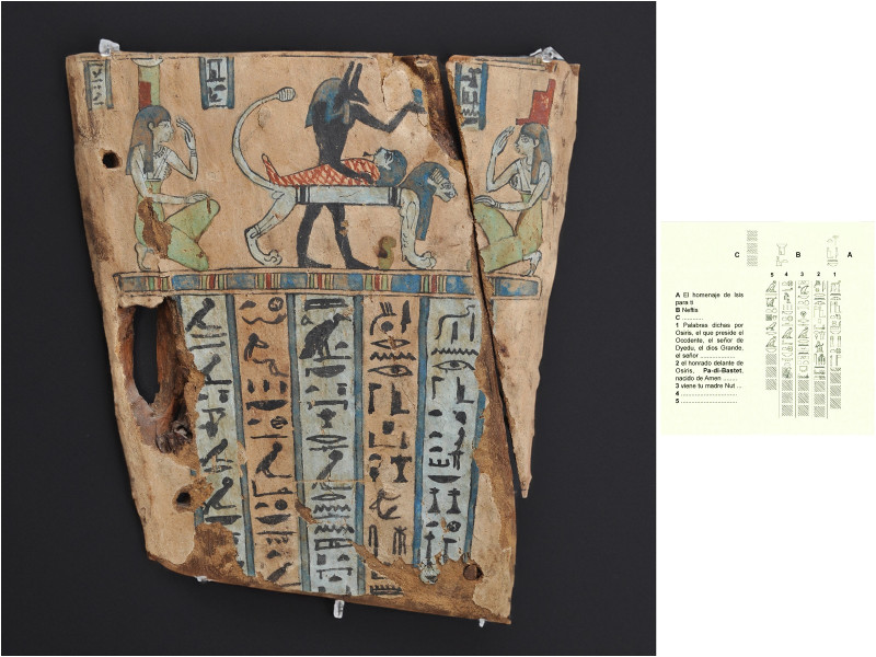 ARQUEOLOGÍA. EGIPTO. Baja Época. Fragmento de tapa de sarcófago de Pa-di-Bastet ...