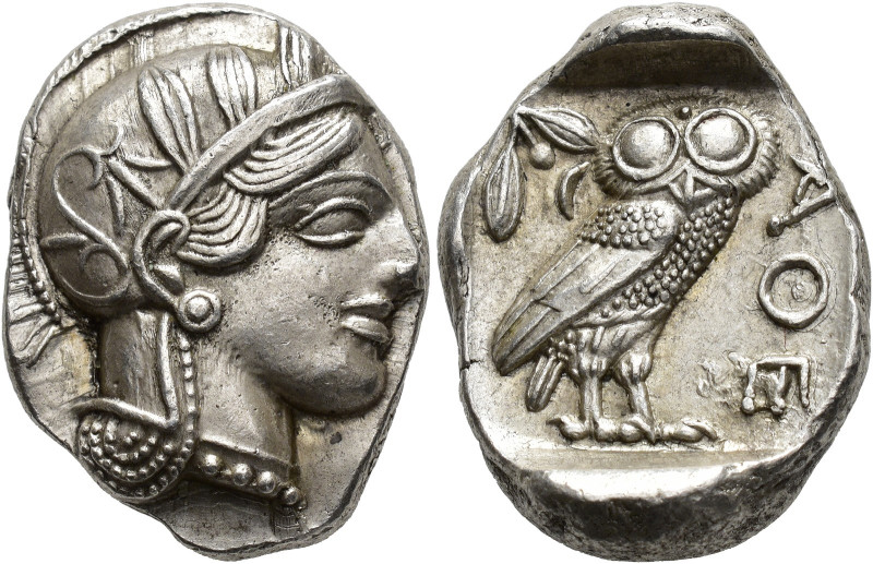 GRECIA ANTIGUA. ÁTICA. Atenas. Tetradracma (454-404 a.C.). A/ Cabeza de Atenea a...