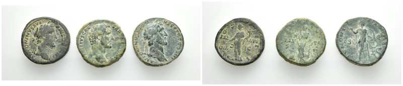 IMPERIO ROMANO. Lote de 3 sestercios. Antonino Pío. BC+/MBC-.