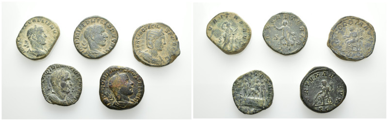 IMPERIO ROMANO. Lote de 5 sestercios de Gordiano III a Galieno. BC-.