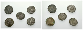 IMPERIO ROMANO. Lote de 5 follis de Constantino. Módulo pequeño. MBC/EBC.