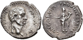 IMPERIO ROMANO. GALBA. Denario. ¿Narbona? (68-69 d.C.). A/ Cabeza laureada a der.; SER GALBA IMPERATOR. R/ Concordia a izq. con rama y cornucopia; CON...