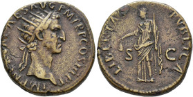 IMPERIO ROMANO. NERVA. Dupondio. Roma (97 d.C.). A/ Cabeza radiada a der.; IMP NERVA CAES AVG P M TR P COS III P P. R/ Libertas a izq. con pileus y va...