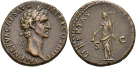IMPERIO ROMANO. NERVA. As. Roma (97 d.C.). A/ Cabeza laureada a der.; IMP NERVA CAES AVG P M TR P COS III P P. R/ Libertas a izq. con pileus y vara; L...