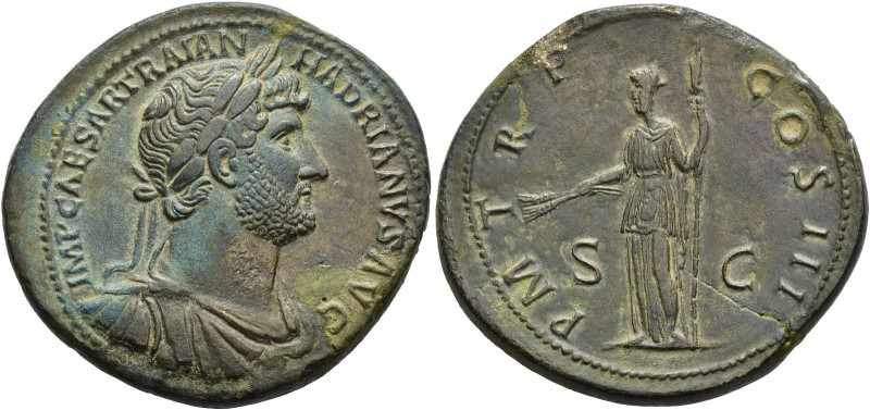 IMPERIO ROMANO. ADRIANO. Sestercio. Roma (121-123). A/ Busto laureado, drapeado ...