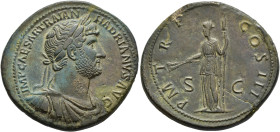IMPERIO ROMANO. ADRIANO. Sestercio. Roma (121-123). A/ Busto laureado, drapeado y acorazado a der.; IMP CAESAR TRAIAN HADRIANVS AVG. R/ Ceres a izq. c...