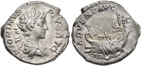 IMPERIO ROMANO. CARACALLA. Denario. Roma (210-213). A/ Busto laureado y drapeado a der.; ANTONINVS PIVS AVG. R/ Galera a izq.; ADVENT AVGG. AR 3,39 g....