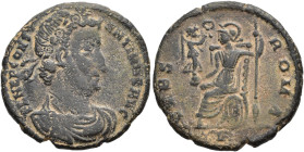 IMPERIO ROMANO. NEPOCIANO. Follis. Roma (350). A/ Busto drapeado, diademado y acorazadao; FL NEP CONSTANTINVS AVG. R/ Roma sentada a izq. con victoria...
