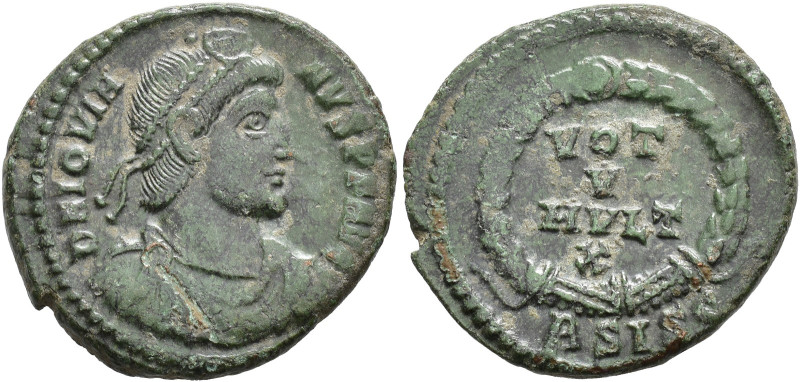 IMPERIO ROMANO. JOVIANO. Follis. Siscia (363-364). A/ Busto laureado, drapeado y...