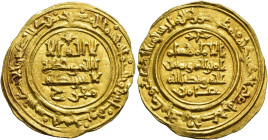 ACUÑACIONES HISPANO-ÁRABES. HISAM II. Dinar. Al-Andalus 386 H. AU 4,1 g. 23,9 mm. V-529. EBC+.
