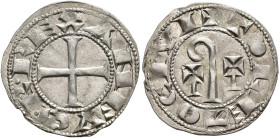 REINOS DE CASTILLA Y LEÓN. ALFONSO VII. Dinero. Toledo. A/ ANFVS. R. REX. R/ TOLETO CIVI. La R superada por puntos hace alusión a su padre, Raimundo d...