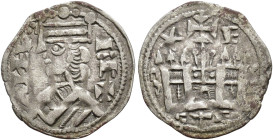REINOS DE CASTILLA Y LEÓN. REINOS DE CASTILLA Y LEÓN. ALFONSO VIII. Dinero burgalés. A/ Marca E. R/ 0,71 g. 17 mm. III-316; BMM-316. MBC. Muy escasa....