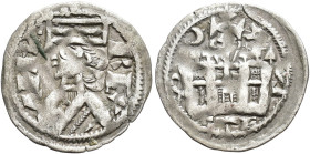 REINOS DE CASTILLA Y LEÓN. ¡ALFONSO VIII. Dinero. A/ Marcas creciente y roel estrellado. La L de CASTELA invertida. R/ 0,76 g. 17,2 mm. III.204.2 var....