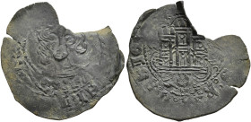 REINOS DE CASTILLA Y LEÓN. ENRIQUE IV. Cuartillo. Granada. A/ Granada bajo el castillo. R/ 1,65 g. 26,5 mm. BMM-1033; Valdés.-Braña-64.1. Falta fragme...