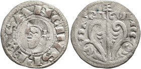 CORONA DE ARAGÓN. SANCHO RAMÍREZ. Dinero. Jaca. A/ SANCIUS REX:. R/ ARAGON. VE 0,97 g. 16,5 mm. IV-195. MBC.