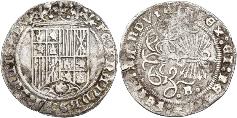 REYES CATÓLICOS. Real. Burgos. A/ FERNANDUS:ET:HELISAB. R/ +REX:ET:REGINA:FERDIN...