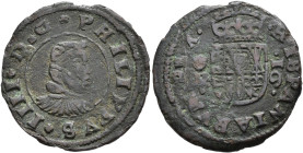 FELIPE IV. 16 maravedís. Coruña. S/F. AE 4,35 g. 24,3 mm. AC-450. BC+. Rara.