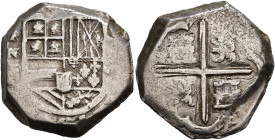 FELIPE IV. 4 reales. Cartagena. Fecha no visible. Marca de ceca RN. AR 13,62 g. 25,1 mm. MBC/BC+. Rara.

Ex colección Joseph Lasser; ex subasta Sedw...