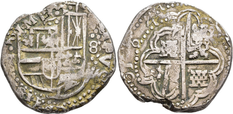 FELIPE IV. 8 reales. 1644. Potosí. TR. AR 26,2 g. 36,1 mm. AC-1473. MBC-/BC+.
