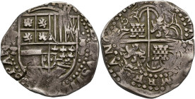FELIPE IV. 8 reales. 164-. Potosí. T. Valor 8. AR 21,75 g. 34,7 mm. AC-tipo 327. Cospel abierto. MBC.