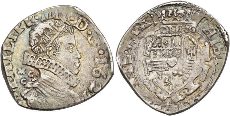 FELIPE IV. Tarí. 1622. Nápoles. MC/C. AR 5,94 g. 25,4 mm. MIR-245; Olivares-255....