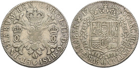CARLOS II. Patagón. 1700. Amberes. AR 28,02 g. 38,5 mm. DEL-349; DAV-4498; Vanhoudt-715AN. MBC-/MBC. Escasa.