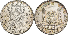 FELIPE V. 8 reales. 1737. México. MF. AR 27 g. 38 mm. VI-1145. EBC.