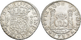 FELIPE V. 8 reales. 1739. México. MF. AR 26,7 g. 38,8 mm. VI-1147. MBC+.