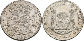 FELIPE V. 8 reales. 1746. México. MF. AR 26,78 g. 39,1 mm. VI-1154. Pequeñas marcas. Mbc+.