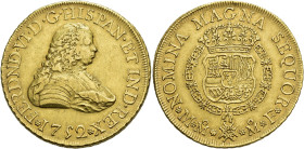 FERNANDO VI. 8 escudos. 1752. México. MF. AU 27 g. 37 mm. VI-602. MBC+. Rara