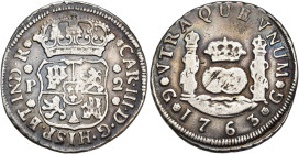 CARLOS III. 2 reales. 1763. Guatemala. P. AR 6,13 g. 27,1 mm. VI-463. MBC/MBC-. Muy escasa.

Ex subasta Áureo 148-1 (9-IV-2003), lote 282.