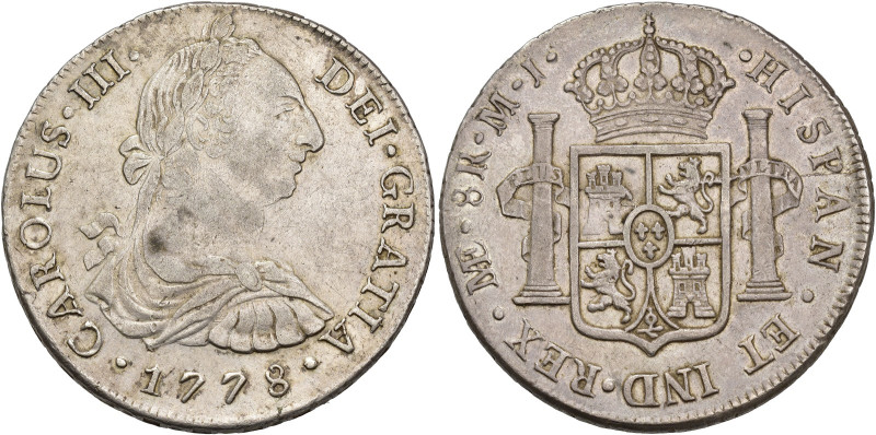 CARLOS III. 8 reales. 1778. Lima. MJ. AR 26,78 g. 39,6 mm. VI-894. MBC.